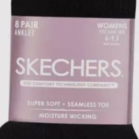 SKECHERS Anklet Socks 8 Pairs Womens Black Moisture Wicking Shoe Size 6-9.5 NWT - Picture 4 of 7